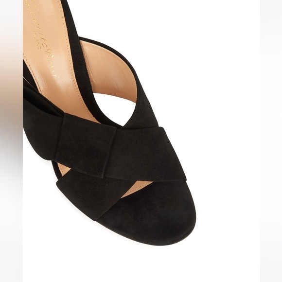 Gianvito Rossi Milano Black Suede Ribbon Slip On Heels - Picture 2 of 14